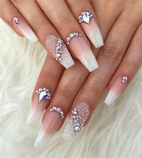 gel nails with rhinestones